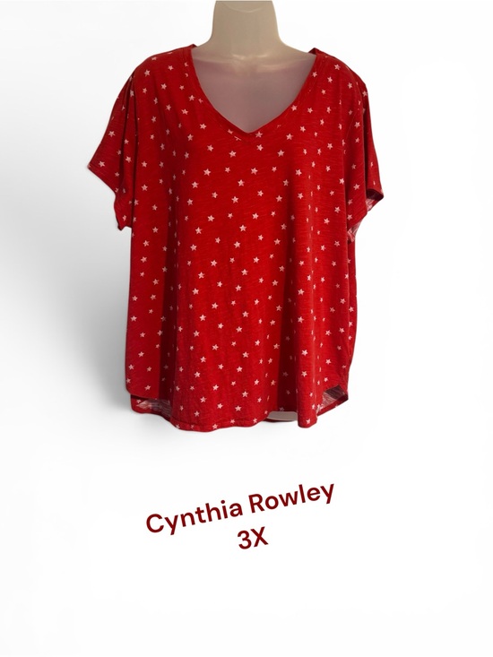 Cynthia Rowley Tops - Cynthia Rowley  Red Star V-Neck Short Sleeve Tee  PLUS: 3X   #5